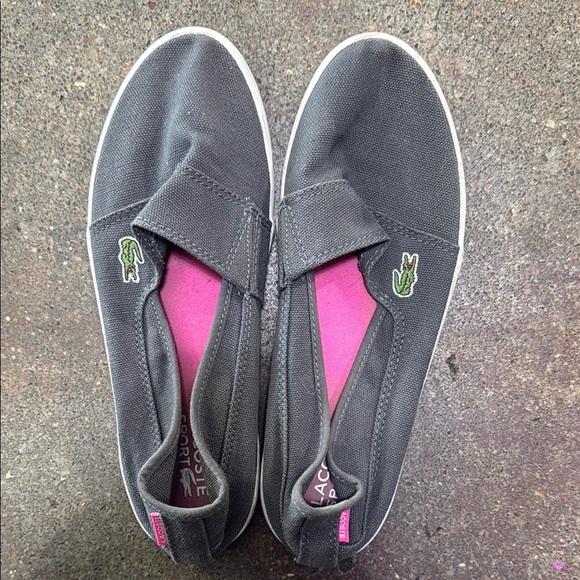 Lacoste Gray and Pink Sneakers Casual Slip-On - Picture 3 of 4